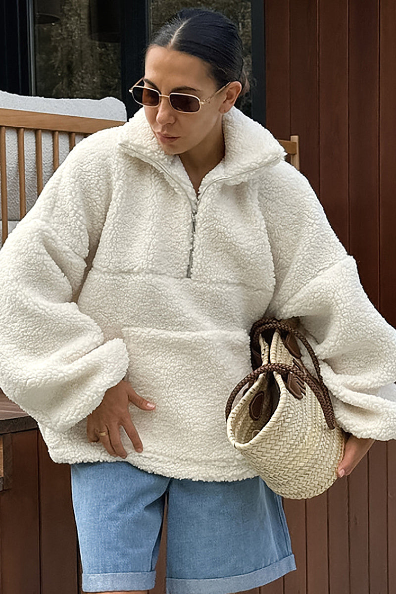 Cozy Fleece Polo Sweatshirt for Fall