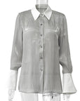Chic Vintage Style Lapel Blouse for Office Wear