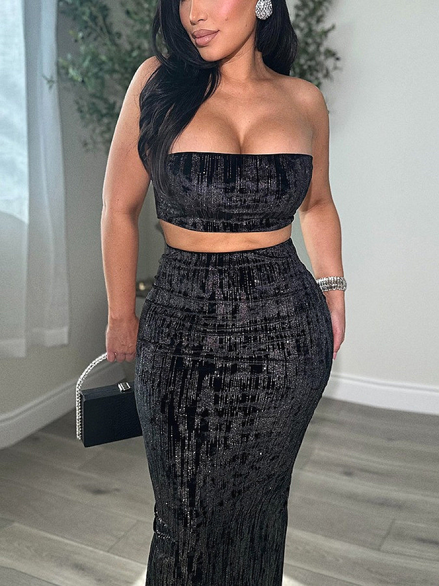 Trendy Women's Crop Top Dress Set