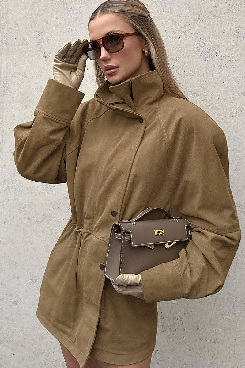 Winter Loose High Neck Suede Jacket
