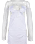 Chic Strapless Mini Dress with Sheer Details