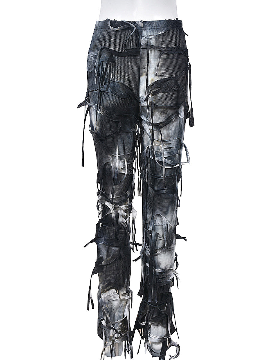Trendy Tassel Tie Flared Casual Pants