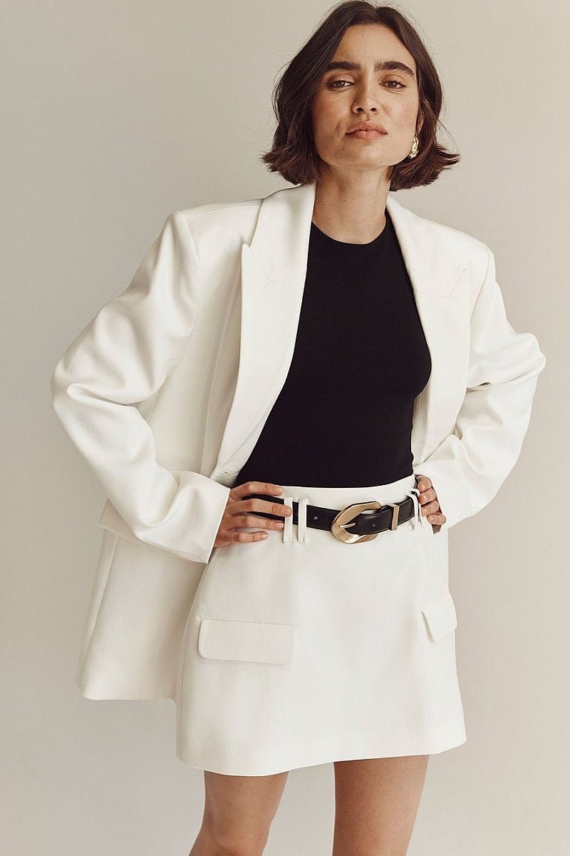 Stylish White Two-Piece Set for Office Wear