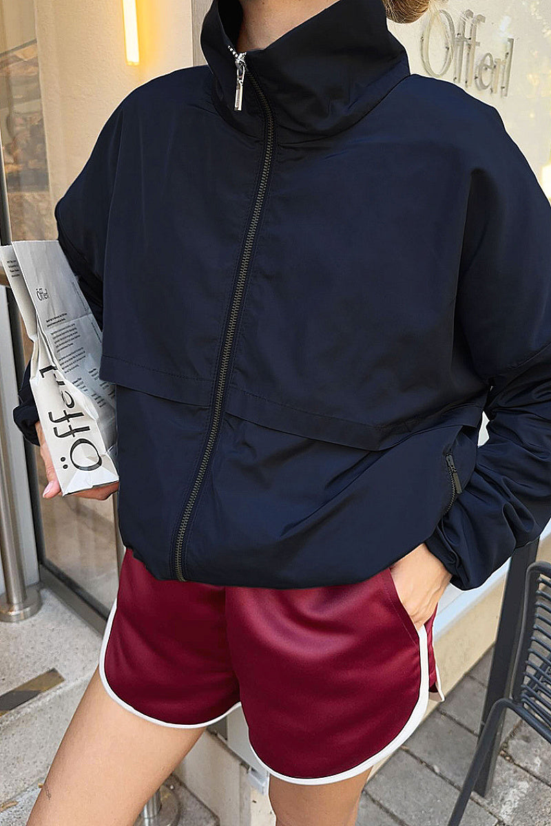 Stylish Stand Collar Windbreaker Jacket for Autumn