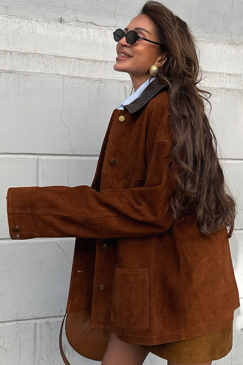 Fashionable Brown Vintage Suede Leather Jacket
