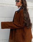 Fashionable Brown Vintage Suede Leather Jacket