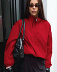 Stylish Red Stand Collar Zipper Windbreaker