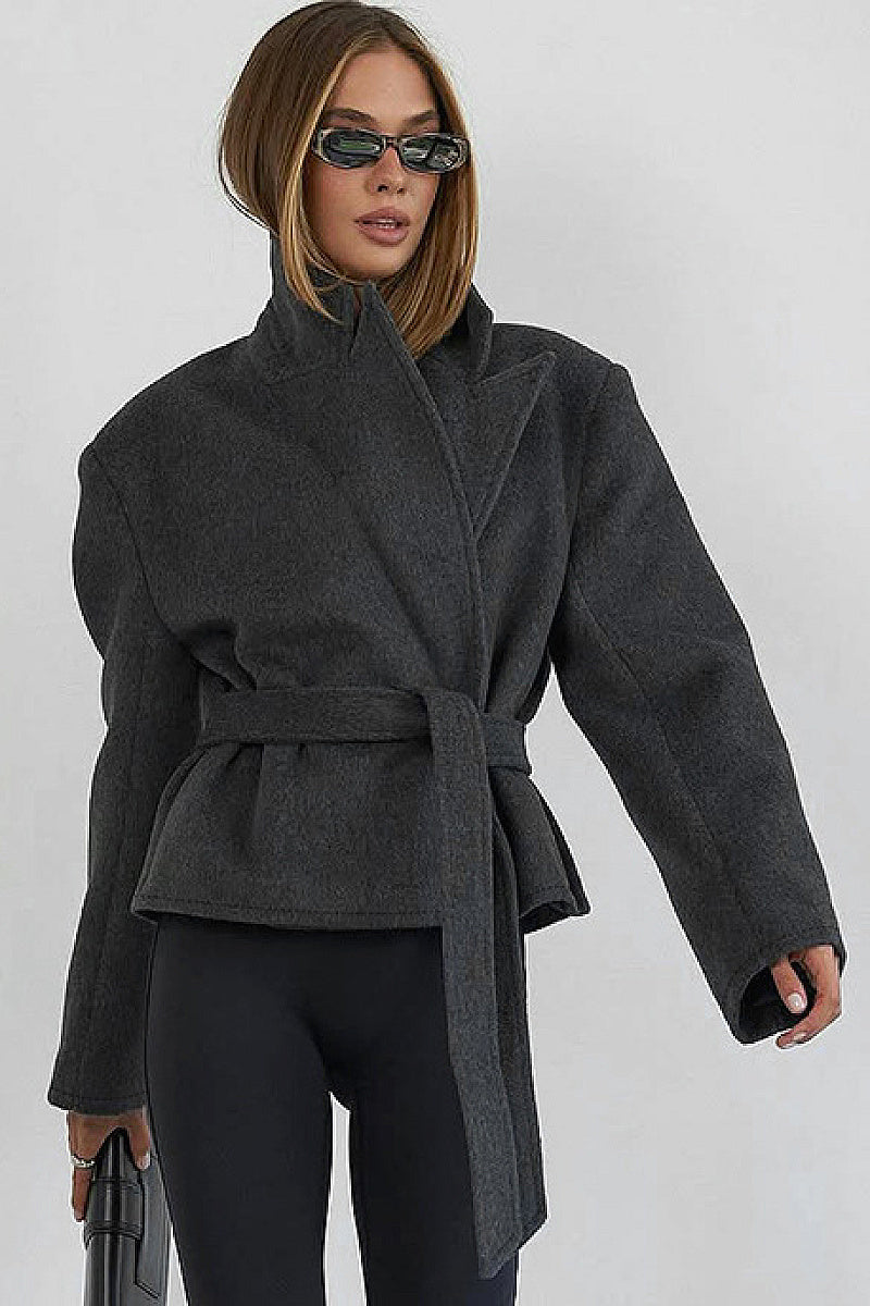 Vintage Grey Short Sleeve Blazer for Women