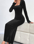 Sexy Velvet Bodycon Dress with U-Neck