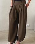 Casual Loose Fit Solid Color Tapered Pants