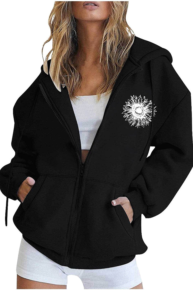 Plus Size Zip-Up Hoodie Cardigan for Women