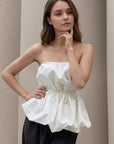 Chic White Strapless Balloon Top for Women