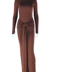 Elegant Long Sleeve Round Neck Dress