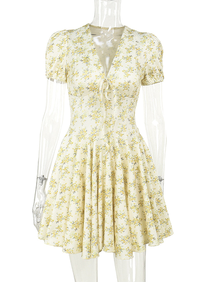Fashion Floral V-Neck Dress for Summer