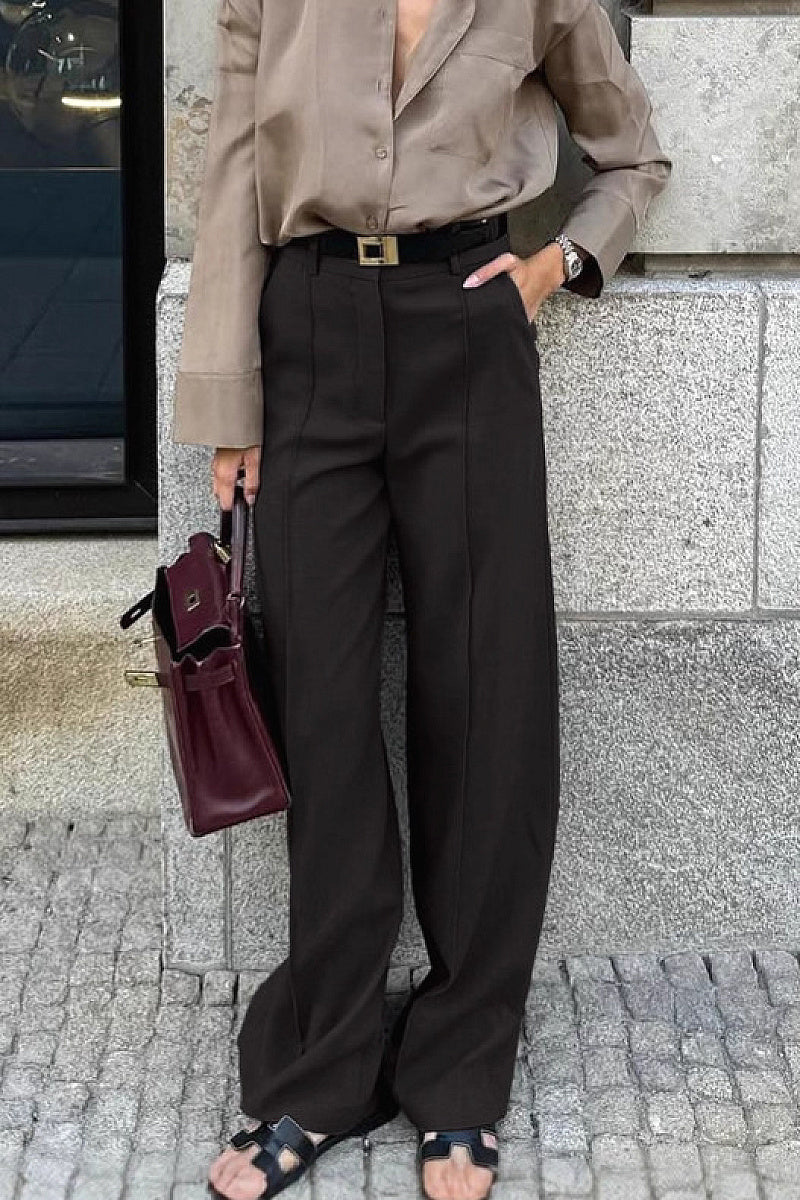 Ébène Black Wide-Leg Suit Trousers