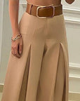 French Vintage High Waist Pleated Wide Leg Pants