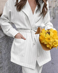 French Vintage Elegant Striped Suit Set for Women