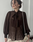 Elegant French Chiffon Tie Blouse for Women