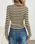 Fashionable Striped Long Sleeve T-Shirt for Women