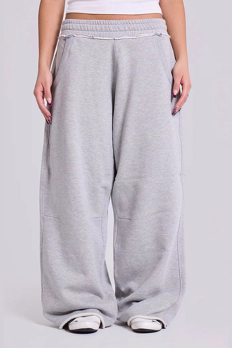 Casual Gray Wide Leg Pants for Women