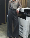 Chic Vintage Style Lapel Blouse for Office Wear