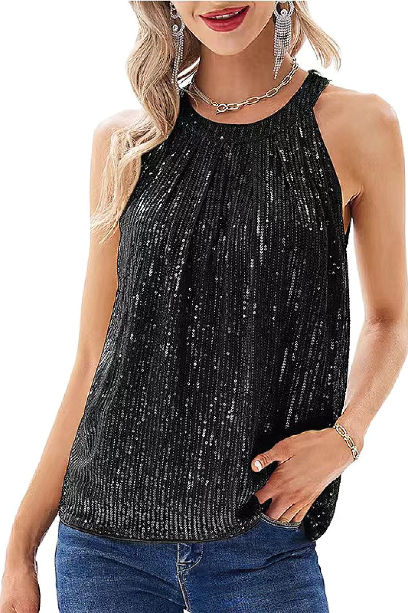 Summer Women's Sequin Halter Top
