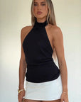 French Style Halter Neck Slim Fit Top
