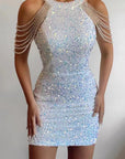 2026 Spring Summer Fashion Sexy Crystal Chain Bodycon Dress