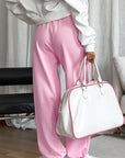 Gray Low Rise Color Block Wide Leg Pants
