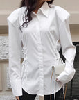 Stylish White Shirt with Shoulder Pads for Women
