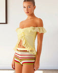 Off Shoulder Sexy Crop Top with Ribbons