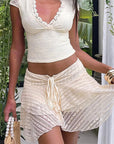 Sexy Lace V-Neck Short Sleeve Top