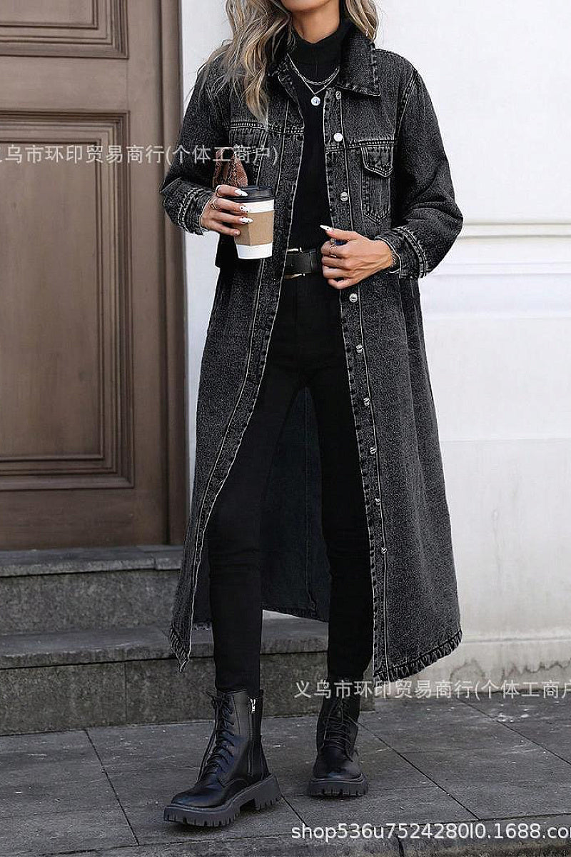 Casual Long Denim Coat for Women