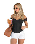 French Vintage Lace Waist Top for Summer