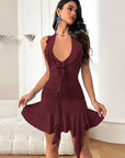 Unique Ruffle Neck Sexy Bodycon Dress