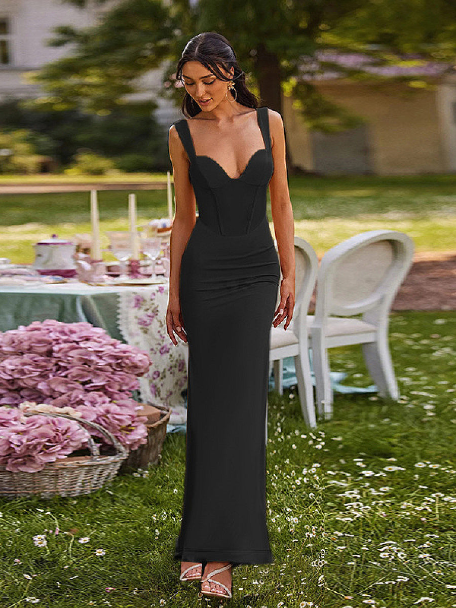 Chic V-Neck Bodycon Maxi Dress
