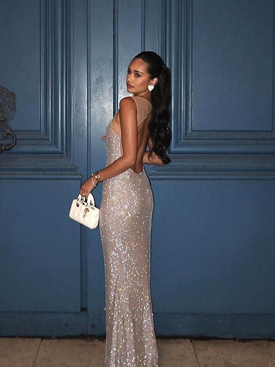 Stylish Shimmering Spaghetti Strap Dress