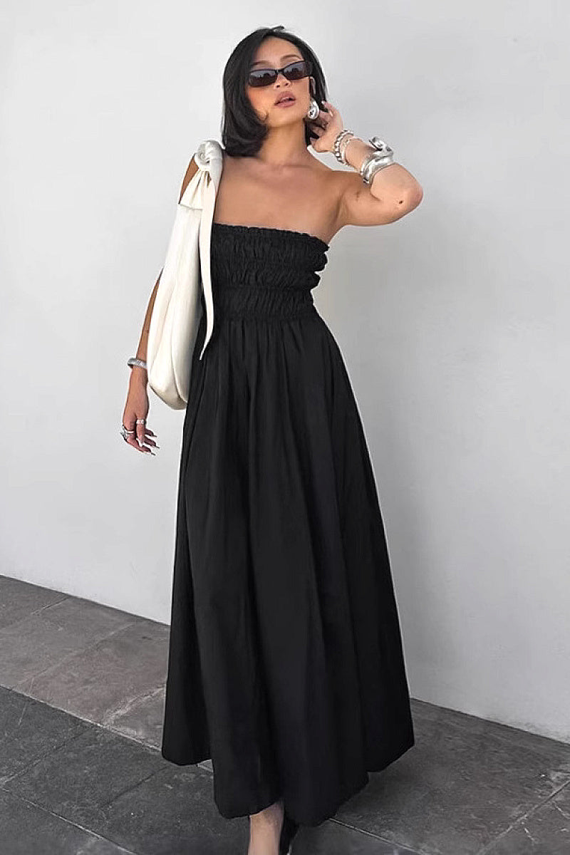 Elegant Black Strapless A-Line Dress for Women