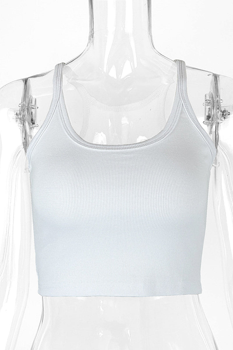 Summer Crop Top Women Sleeveless U-Neck