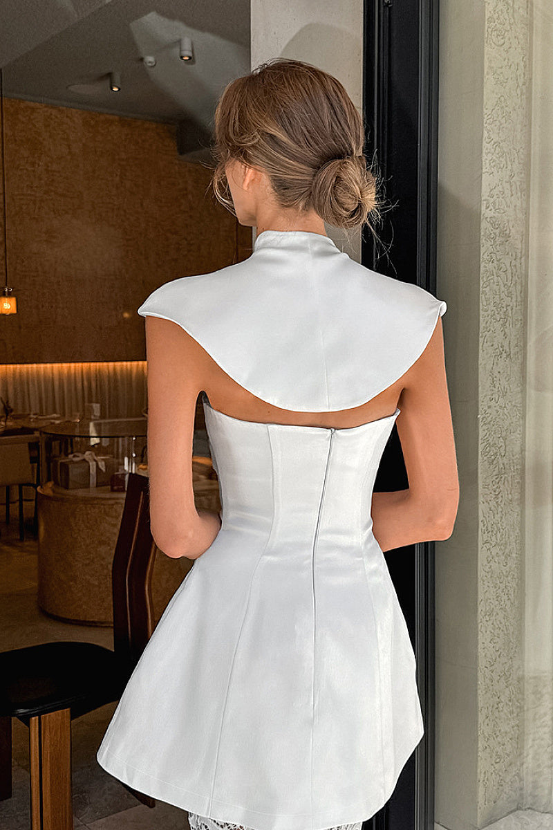 French Style Women's Two-Piece Set with Lace Skirt