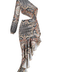 Elegant Floral Asymmetrical Dress with Ruffles