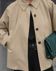 French Khaki Long Trench Coat for Women