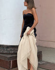 French Velvet Strapless A-Line Dress for Women
