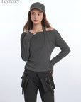 HeyHenry Off Shoulder Long Sleeve Crop Top