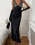 Summer French Lace Splicing Satin Dress