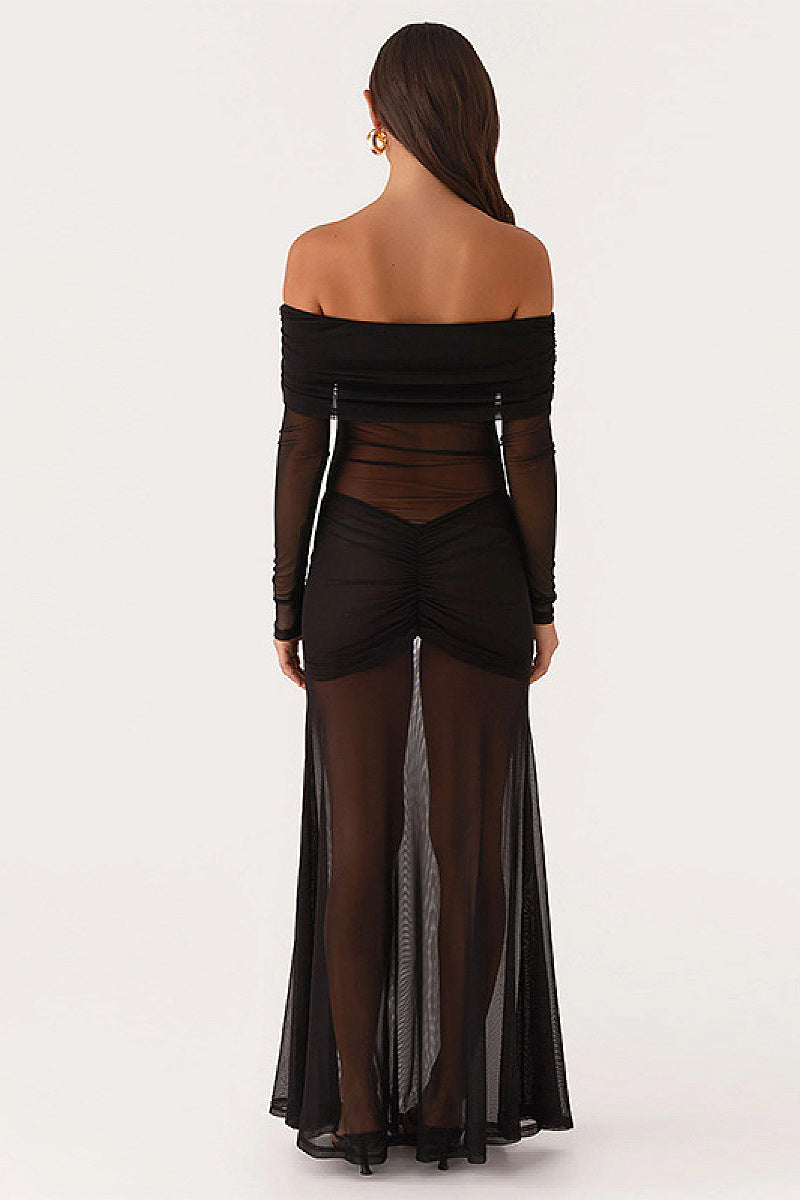 Chic Long Sleeve Off Shoulder Dress