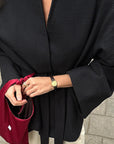 V-Neck Tie Waist Long Sleeve Jacket