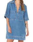 Trendy Solid Color Denim Dress for Women