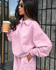 Casual Women's Hoodie Set with Wide Leg Pants