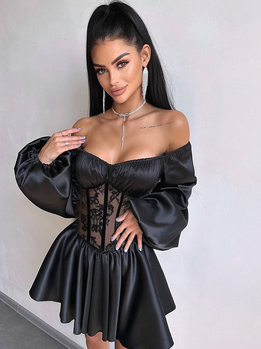 Elegant Satin One-Shoulder Mini Dress